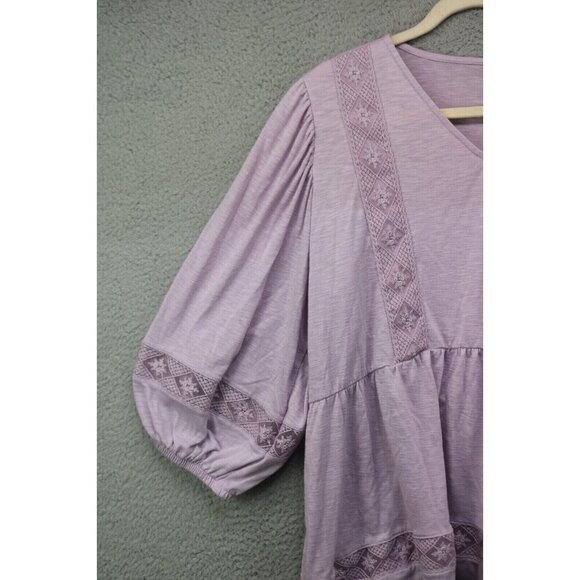 V-Neck Babydoll Top-3/4 Balloon Sleeves by Est. 1946-Size 18-20W-Boho-Lace - Picture 3 of 12